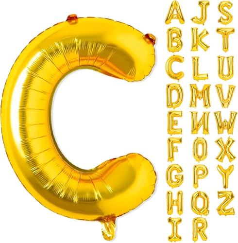 Large Gold Letter of C Balloons 40 Inch Large Giant big Foil Mylar Gold Balloons for Graduation Wedding Birthday Party Anniversary Celebration Supplies Decorations