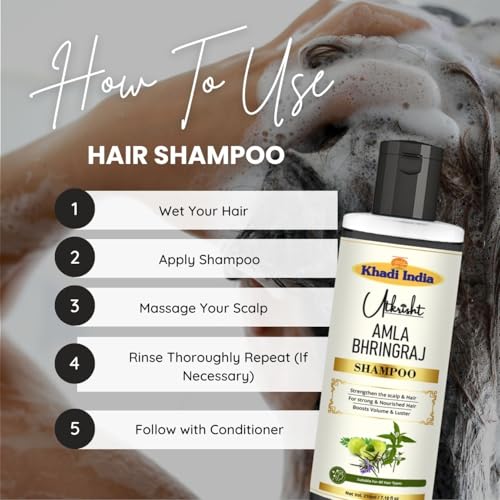 Image of Khadi Amla & Bhringraj Hair Shampoo | Reduces Hair Fall, Promotes Thick Hair | Ayurvedic, Chemical-Free Cleanser for All Hair Types - 840 (Pack of 4)