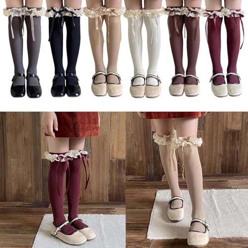 Fashion Calf Socks Bowknot Leg Warmer Long Over Knee Stockings Breathable For Children 3-13 Year Cosplay Legwear2