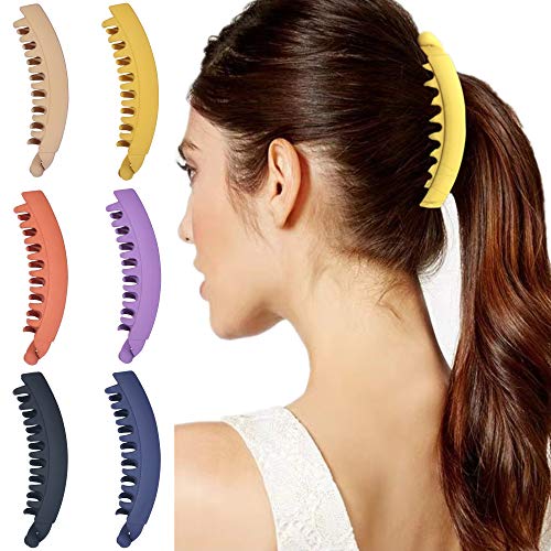 6 Stück Große Bananenspangen Bunten Bananen Haarspange für dickes Haar,Rutschfeste Pferdeschwanz Halter Clip für Damen und Mädchen Cover