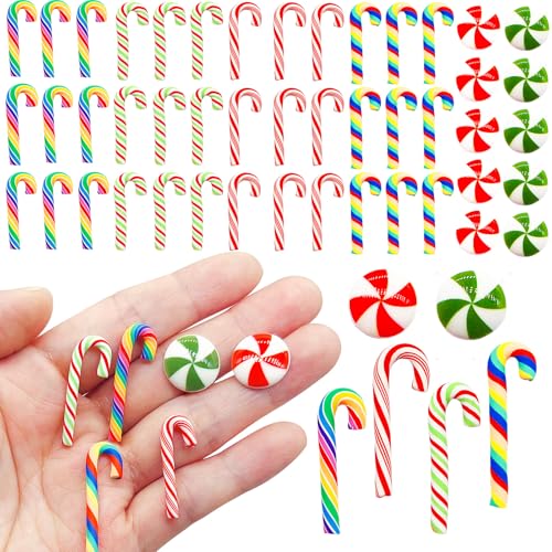 FULUSODO 60pcs Christmas Set Rainbow Peppermint Set for Ornament Scrapbooking