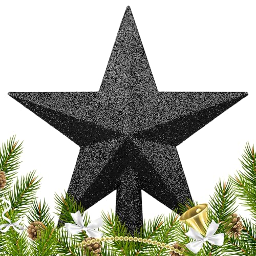 Schwarze Christbaumspitze 17 SULOLI Weihnachtsbaumspitze,Christbaumspitze Stern,Glänzender...
