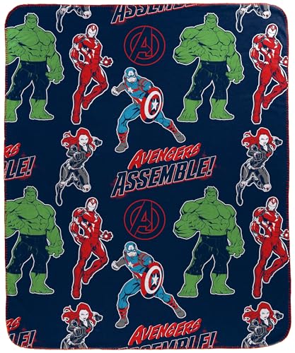 Jay Franco Kids Plush Throw Blanket Soft & Cozy Fleece Throw for Bedroom & Couch Dcor Official Licensed Product Multi - Avengers 40x50 - Travel Blanket