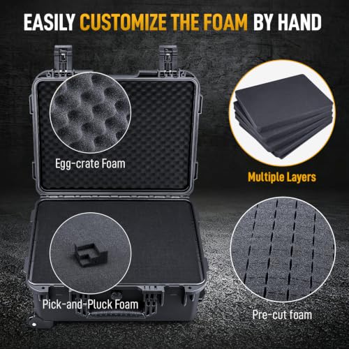 Image of Lykus HC-4920 Hard Case with Wheels and Foam, Inner Size 18.5*13.78*7.28in | IP67 Waterproof, Pluckable Foam, Suitable for Cameras, Lenses, Electronic Equipment and More