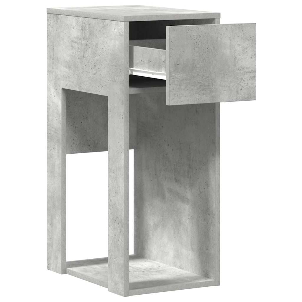 Mobile per computer con cassetto, grigio cemento, in legno, 30 x 44 x 74 cm, spazio per PC e cavo, accessorio da scrivania per ufficio e gaming, versatile