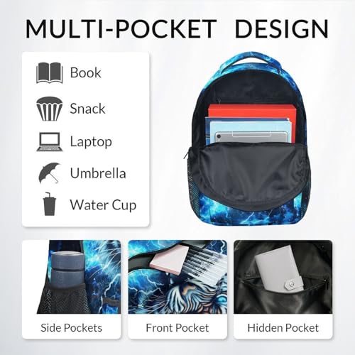 School Backpack for Boys - Cool Tiger Bookbag for Teens Kids - 17 Inch Backpacks for Primary Middle College3