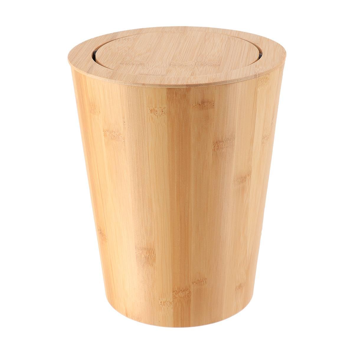 Tendance - Poubelle Bambou avec Couvercle Inclinable 4,5L - Bambou - Salle de Bain - Poubelles et Brosses WC