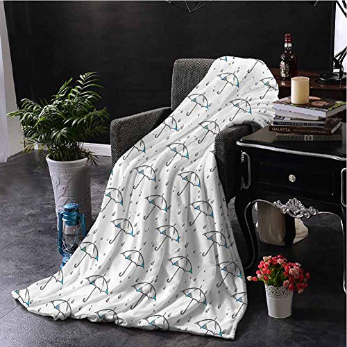 nooweihome Lake House Decor Chunky Knit Blanket Sketchy Striped Umbrella Parasol Motif