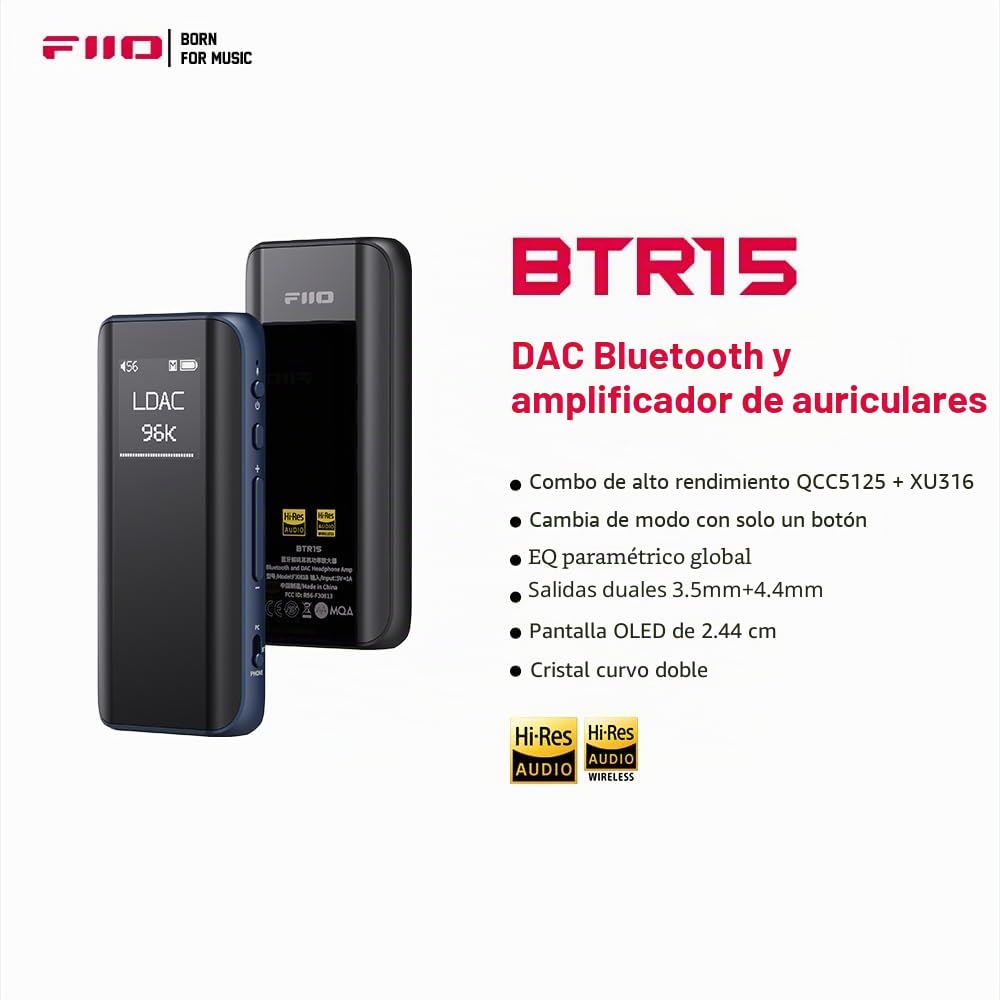 FiiO BTR15 Amplificador/DAC Tipo Dongle con 340mW de Potencia