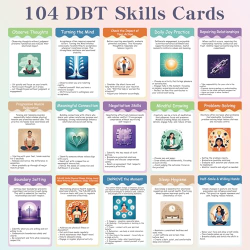 DBT Flashcards - 104 Dialectical Behavior Therapy Coping Skills Cards Mental Health Counseling Card Deck for Emotional Regulation, Stress Relief & Coping Tools – Therapy Games for Teens & Adults by Uflognirz - Image 4