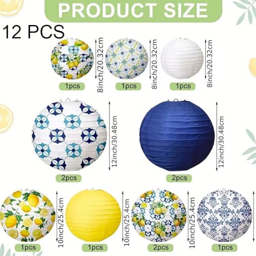 Lanternes en papier motif citron et azulejos pour soirée d'été