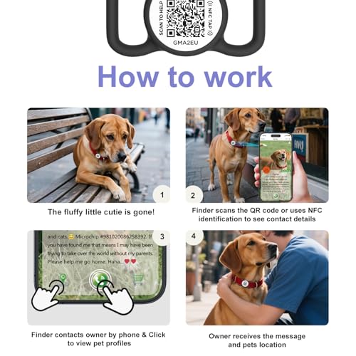 WhoseID QR Code Dog Tag with NFC, Personalized Pet ID Tag, Silent Dog ID Tag, Modifiable Pet Online Profile, Multiple Emergency Contact, Scan QR Code Send GPS Location Email (Regular, Black&White) - Image 6