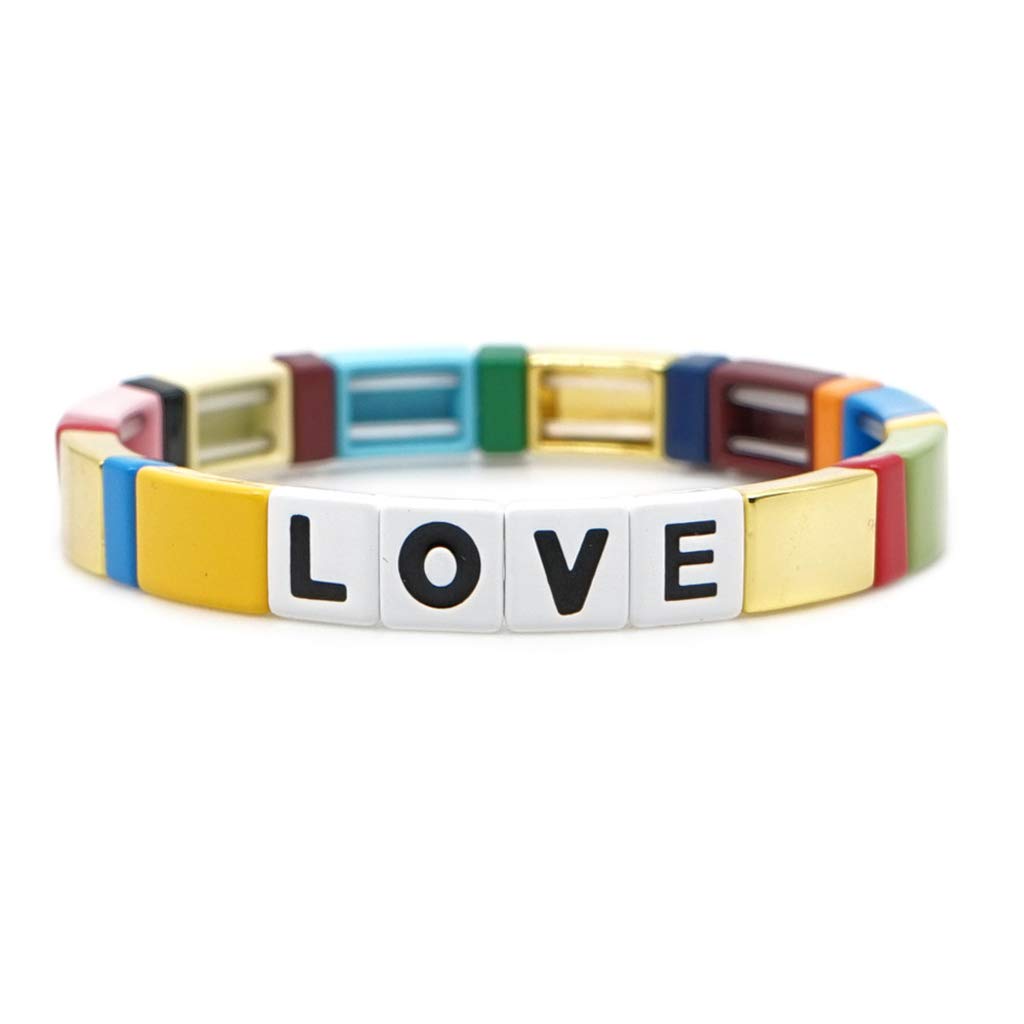 Koungyun Bracelet tendance bohème élastique coloré en émail