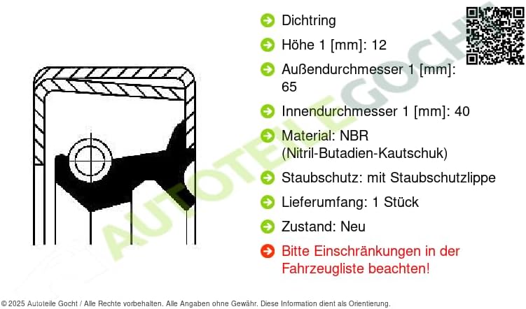 Corteco 01003679B Shaft Seal, Crankshaft