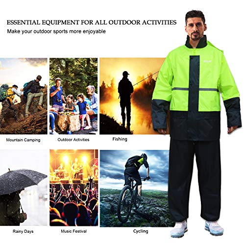 Rain Suit for Men Women Lightweight Waterproof Protective Raincoats (Jackets and Pants) Rain Gear Workwear(Large)