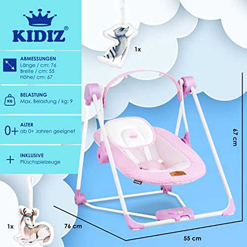 KIDIZ® Babywip, babyschommel met 5 snelheidsinstellingen, inklapbare babywipschommel, kinderstoel met speelboog… - Image 8
