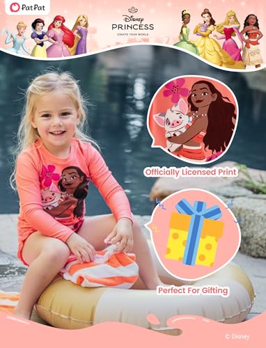 Image of Disney Frozen Elsa Stitch Marvel Toddler Girl Two Piece Long Sleeve UPF50+ Swimsuit Rashguard Sets Bathing Suit