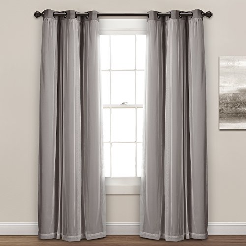 Lush Decor Sheer Grommet Curtains Panel with Insulated Blackout Lining, Room Darkening Window Curtain Set (Pair) - Image 2
