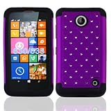 Nokia Lumia 635 Case, Premium Durable Hard&Soft Hybrid Gel Rhinestone Bling Armor Defender Case for Nokia Lumia 635【Storm Buy】 (Bling Purple)