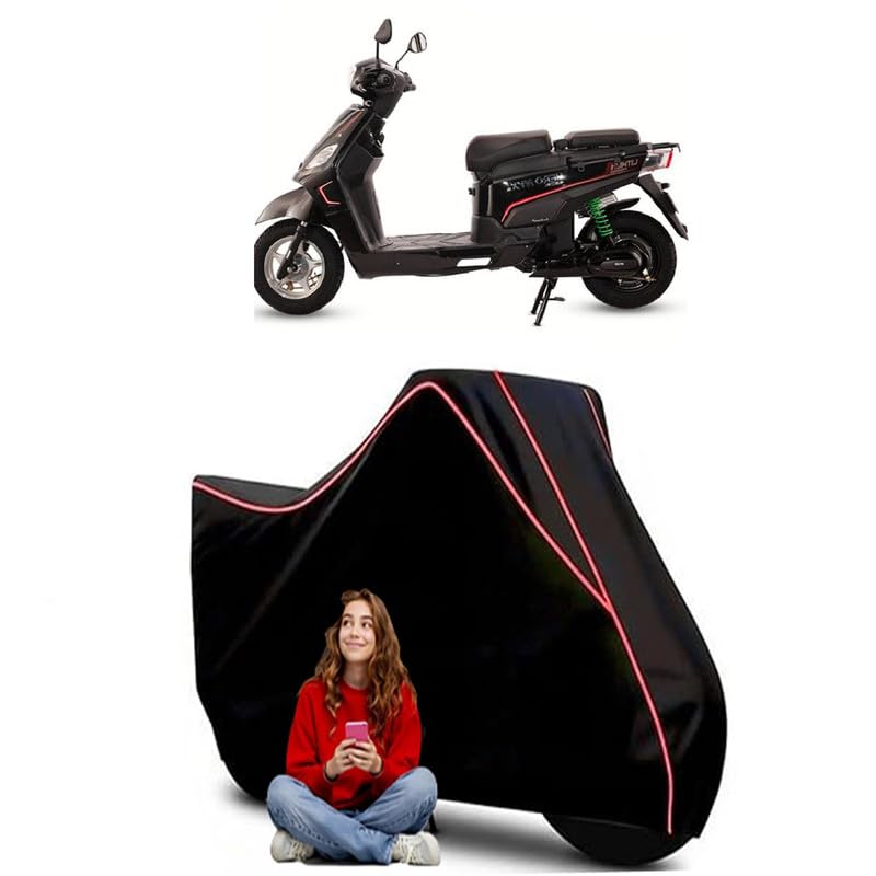 Image of Electric NYX LX Scooty Bike Cover Water Resistant Outdoor Use Universal Fit Scooters Motorcycles Heavy Duty UV Protection Dust Rain Scratch Resistant Elastic Bottom Black Blue Piping
