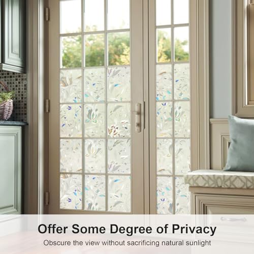 SUNDEF FILM Película de privacidade para janela, película decorativa de vidro colorido 3D arco-íris,