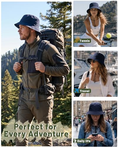 Image of Water-Resistant Bucket Hat for Women Men Rain Hat UPF 50+ Boonie Sun Hat Foldable Summer Floppy Fishing Safari Hats