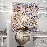 J Devlin Glass Art Stained Glass Night Light, Multicolor, Speckled, Color Droplets Pink, Blue, Green, Purple, Plug in nightlight for Bedroom/Bathroom/Stairway/Hallway Home Decor NTL 193