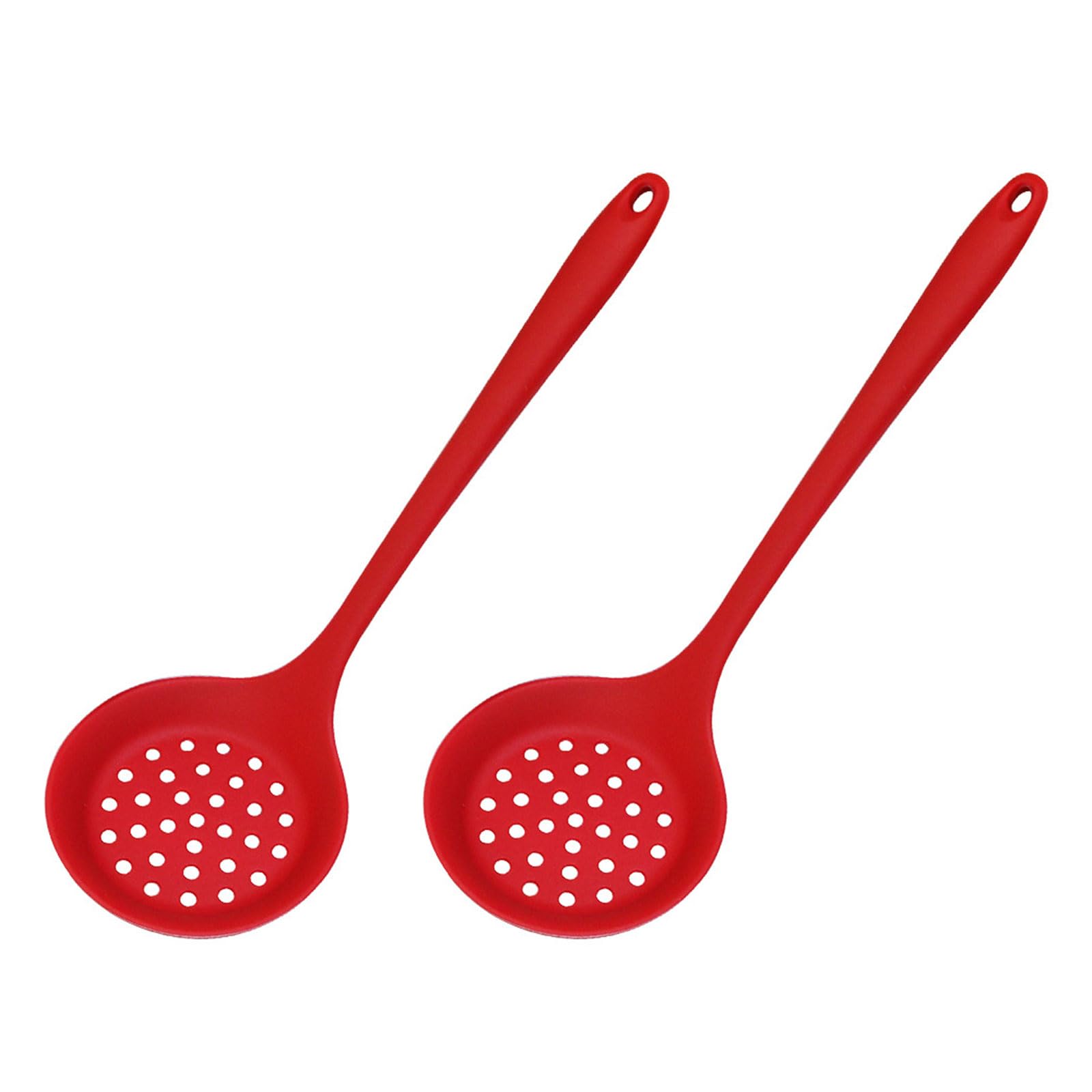 MICFENY Pack of 2 Multifuntional Silicone Skimmer Cooking Strainer Spoon with Long Handle Food Strainer Spoon for Cooking