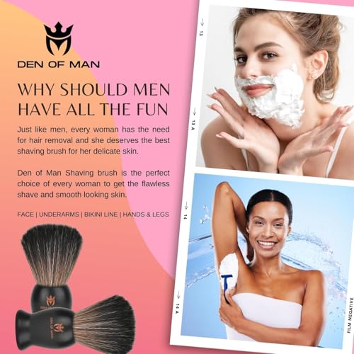 Image of Den of Man Jumbo 27mm Knot Premium Cruelty Free Imitation Badger Hair Shaving Brush, Soft & Ultra Absorbent Bristles For Smooth Shave, Real Rosewood Handle
