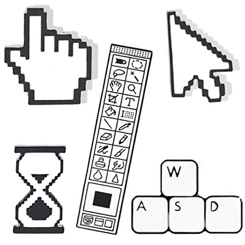 Enamel Lapel Brooches Pin Set- 5pcs Lovely Computer Related Brooch, Cute Cartoon Pins for Backpacks Clothes Bags Jackets Hat Jewelry DIY Accessories Decoration