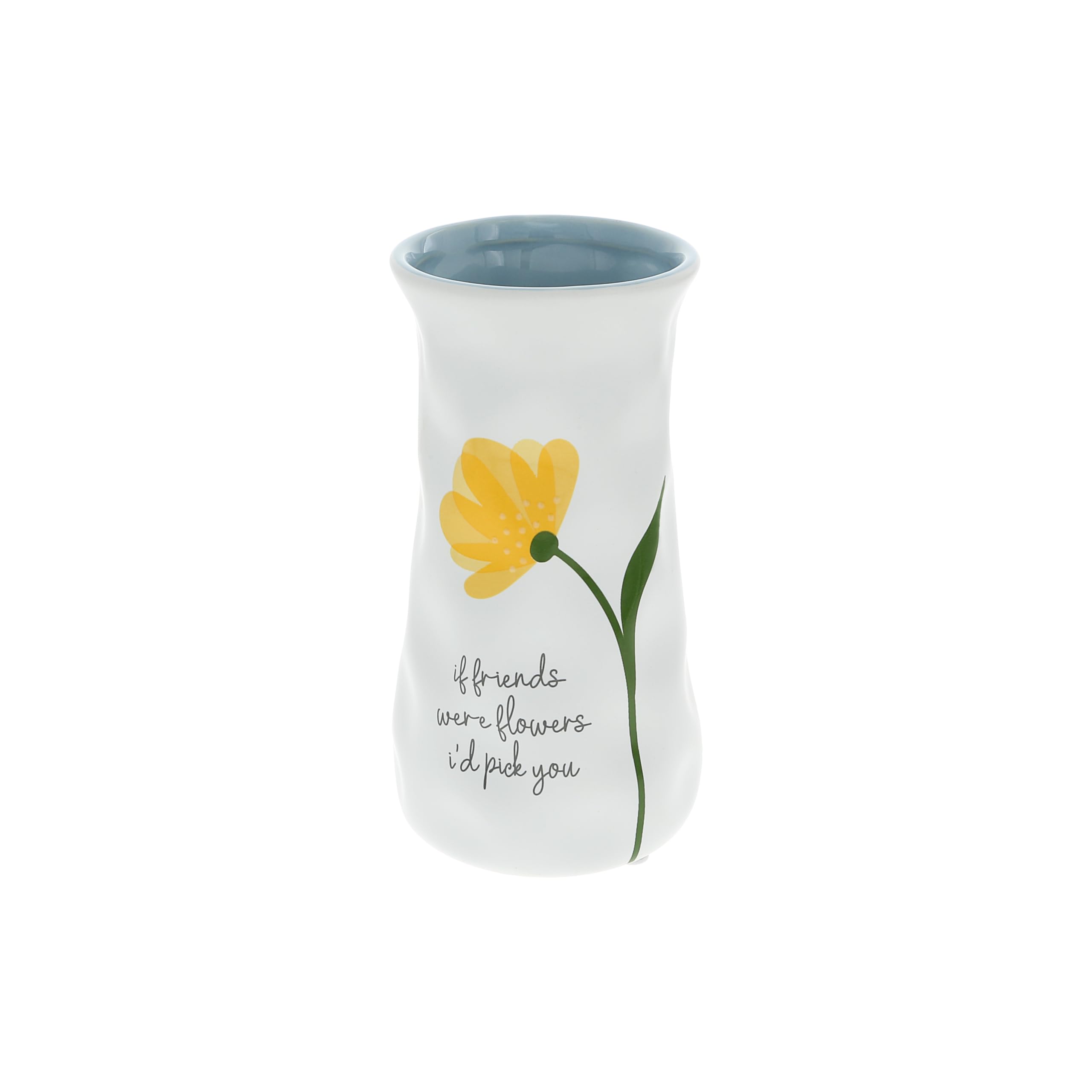 Pavilion Gift Company Blue, Yellow, Green, Gray, White - I'd Pick You - Flower Vase Friend Bestie Best Friend Bff Friendship Coworker Decorative Home Decor Housewarming Gift