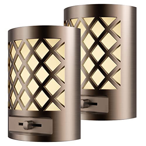 DORESshop Luz Nocturna Enchufe con Sensor de Luz, 0-80LM Regulable Luz de Orientación, Blanco Cálido 3000K, 1W Vintage Lampara Nocturna Infantil para Sala de Niños, Escalera, Dormitorio, Paquete de 2 Cover