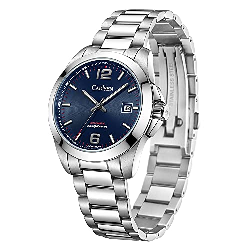 Preisvergleich Produktbild CADISEN Automatik Uhr Herren Mechanische Saphirglas 200M Wasserdicht (Blau)