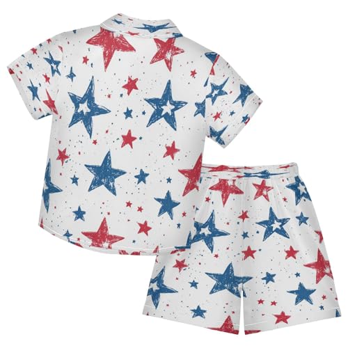 Boccsty American Stars Stripes Boy Summer Shorts Sets Hawaiian Toddler Boys T-Shirt & Pants 2 Pcs 3T2