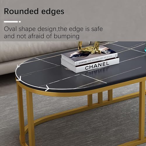 Image of Shoppee Modern Coffee Table with Marble Finish Top & Gold Metal Frame, Cocktail Sofa Table Living Room, Elegant Center Table - for Home, Office, Dining (White & Gold)