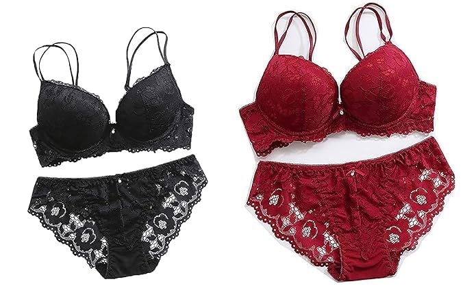 wovia Women's Bra Panty Set Lace Push-Up Bra Set Underwired Solid Lingerie Set Baby Doll Bikini Set for Women Lingerie Set for Women & Girls-picture-13