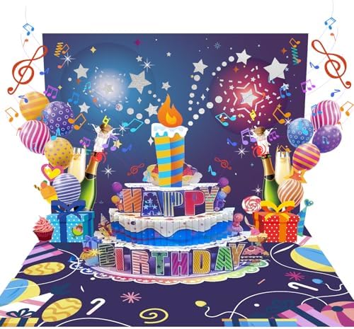 ABSOFINE Biglietto Compleanno 3D Pop-Up Pianoforte - Con Busta E Messaggio Per Uomo, Donna E Bambini
