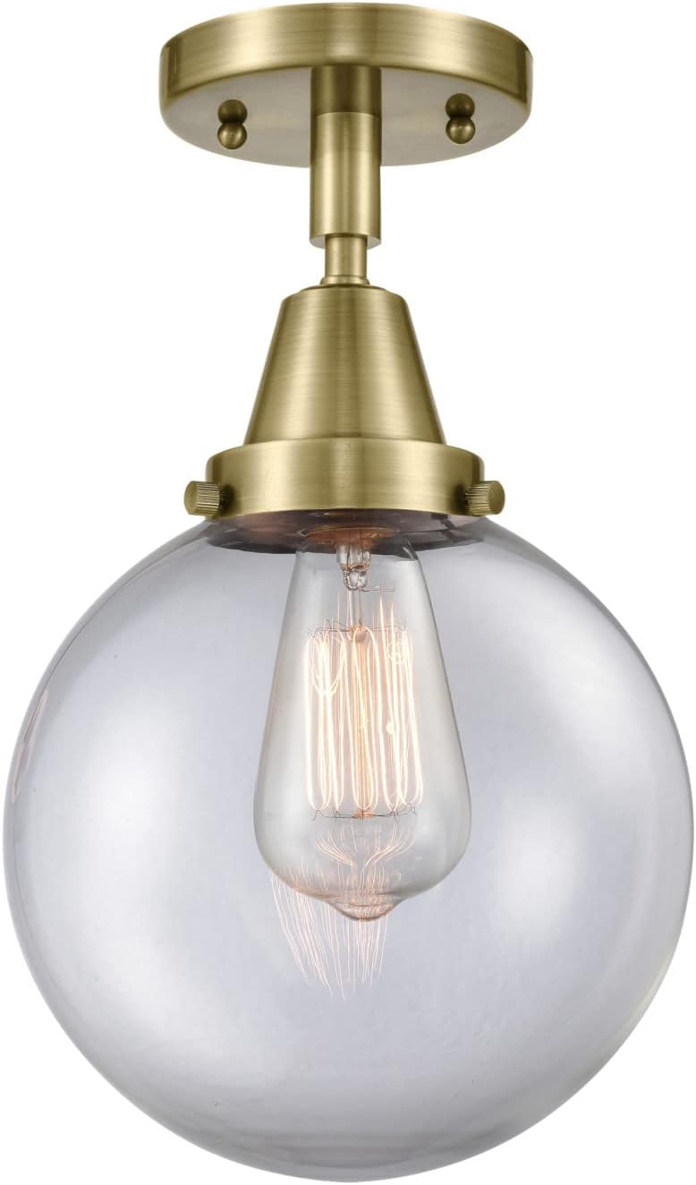 Innovations 447-1C-AB-G202-8 One Light Flush Mount from Franklin Restoration Collection