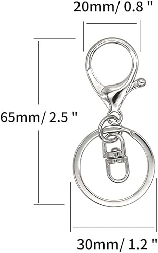 Miniatura 2 de 54 llaveros con cierre de pinza de langosta, cierres giratorios, cierre de mosquetón de metal con anillo dividido plano para accesorios de llavero