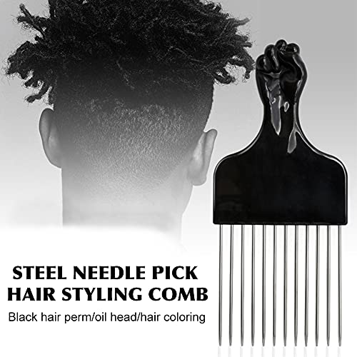 Peine Pick Metalizado para Cabello Rizado Negro miniatura 5