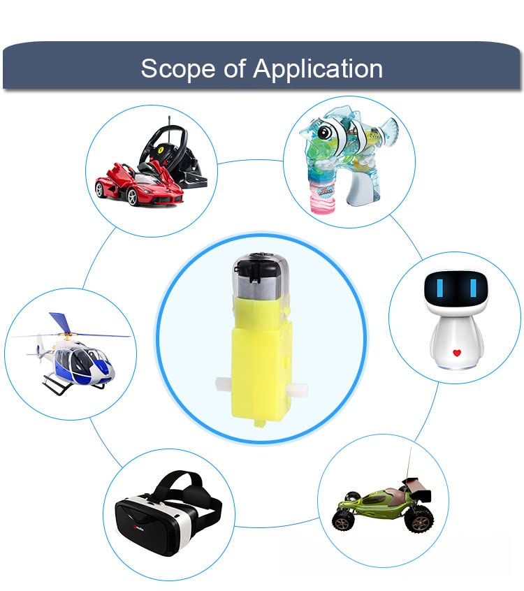 Miniatura 7 de Fielect Motor eléctrico de CC de 3 a 6 V TT Motor de engranajes 1120 de doble eje para Arduino Smart Car Robot Juguetes Coches Modelos de chasis