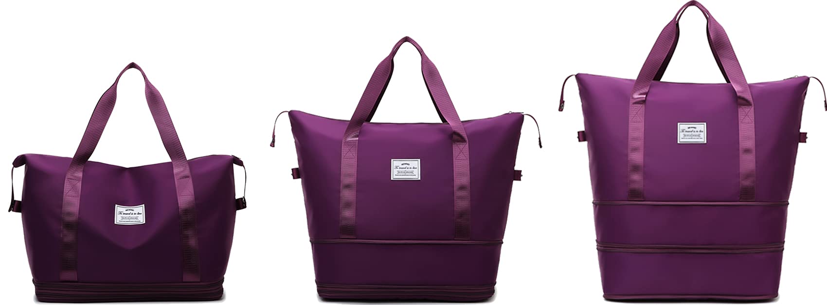 NEWINDTravel Duffel Bag,Sports Tote Gym Bag,Tote Carry on Luggage Shoulder Weekender Overnight Bag For Women & Men with Wet Pocket and Trolley Sleeve C, Purple, C-style