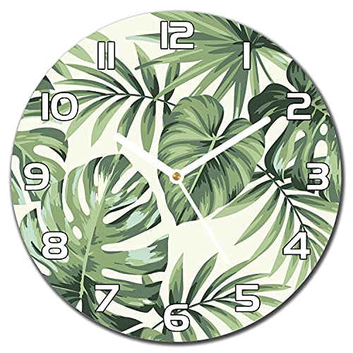 Horloge en verre 30 cm aiguilles blanches impression moderne salon - 2