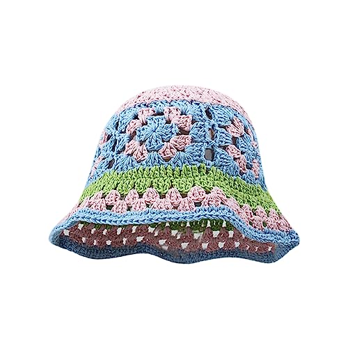 SUXINRY Fisherman Hat Crochet Wide Brim Bucket Hat Bucket Hat Crochet Flower Fisherman Hat for Adult Teens