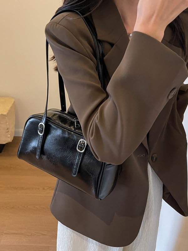 Womens Shoulder Bag Aesthetic Purse Y2k Bag Barrel Handbags for Women Vegan Leather Purse2