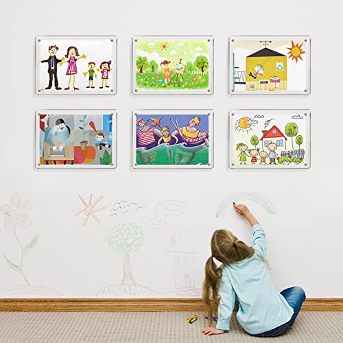 6 Pack Acrylic Picture Frame 8X10 Inch ( Full Frame 9.5X11.5 Inch), Vertical And Horizontal Wall Mount Clear Floating Photo Frames With Uv Protection For Certificates Artwork, Display Transparent Acrylic Frames For Home, Office Or Gallery Wall Décor #TOP5