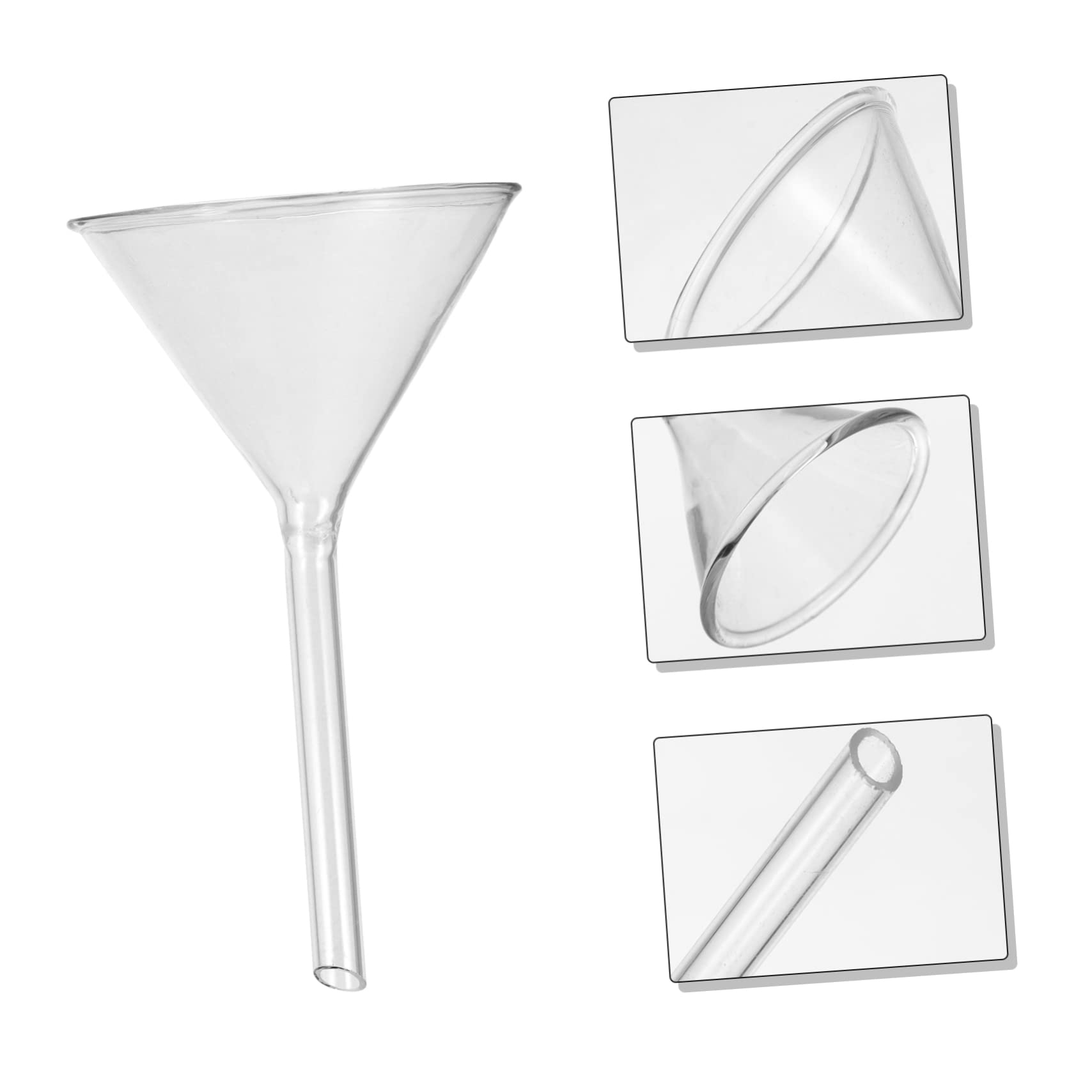 4 Piezas Embudo Cristalería y Material De Laboratorio Botella De Agua Colador De Mano Herramientas Del Hogar Mini Multi Herramientas Sin Mango Vidrio Tubo Corto 100 Mm