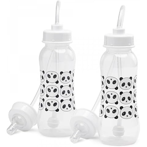 Hands-Free Baby Bottle - Anti-Colic Baby Bottle System 9 oz (2 Pack - Panda) + Replacement Tubing Kit Cover
