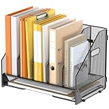 OrgMate Desk File Folder Holder Organizer-5 Vertical Compartments Racks and Paper Letter Tray,Mesh Magazine...