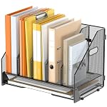 5 Vertical Mesh Desk Organizer with Paper Letter Tray, Black
